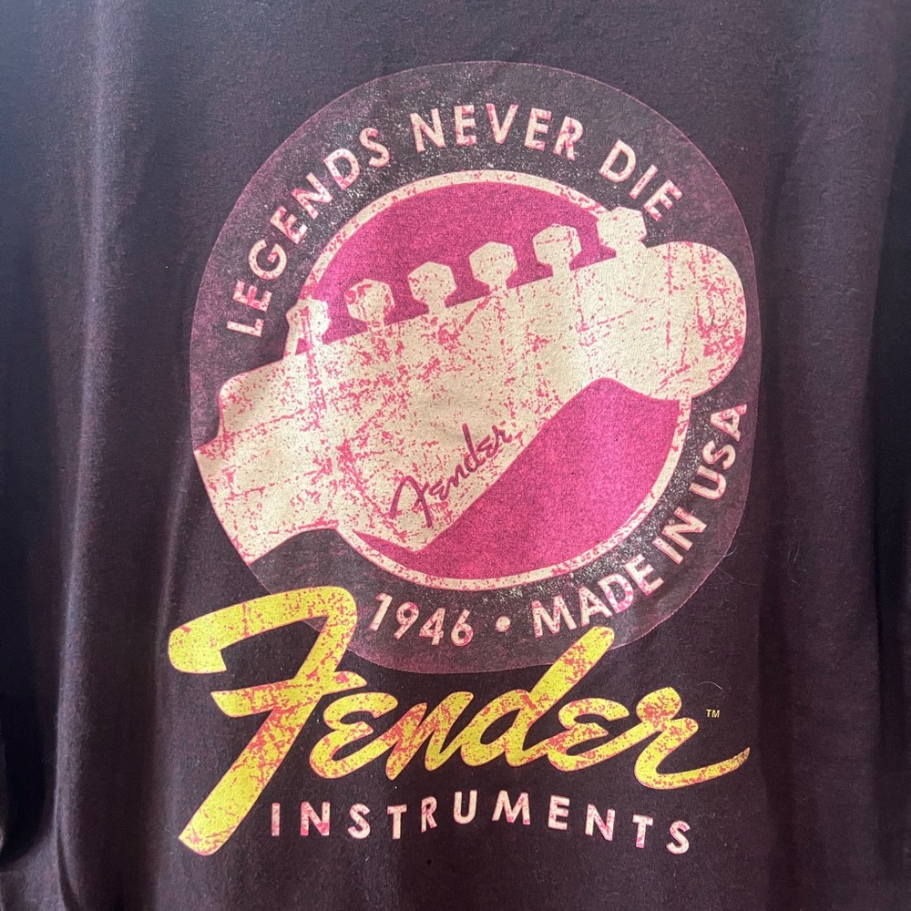 Fender Black Tee with Pink and Yellow Graphic